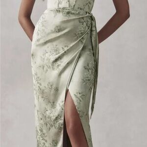 V. Chapman Asymmetrical Floral Dress in Green